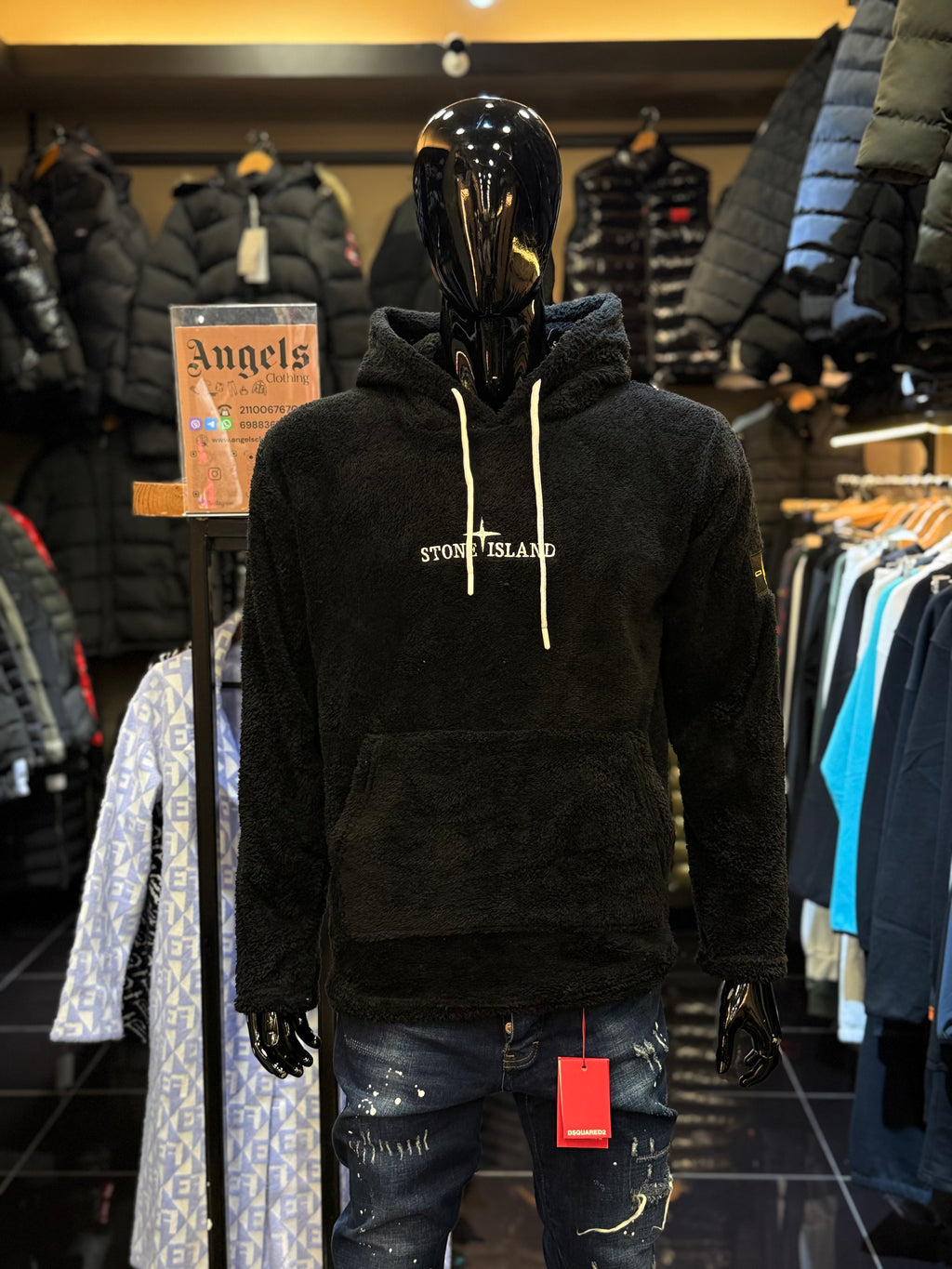 STONE ISLAND Φούτερ( πρόβατο ) μαύρο  RR 722