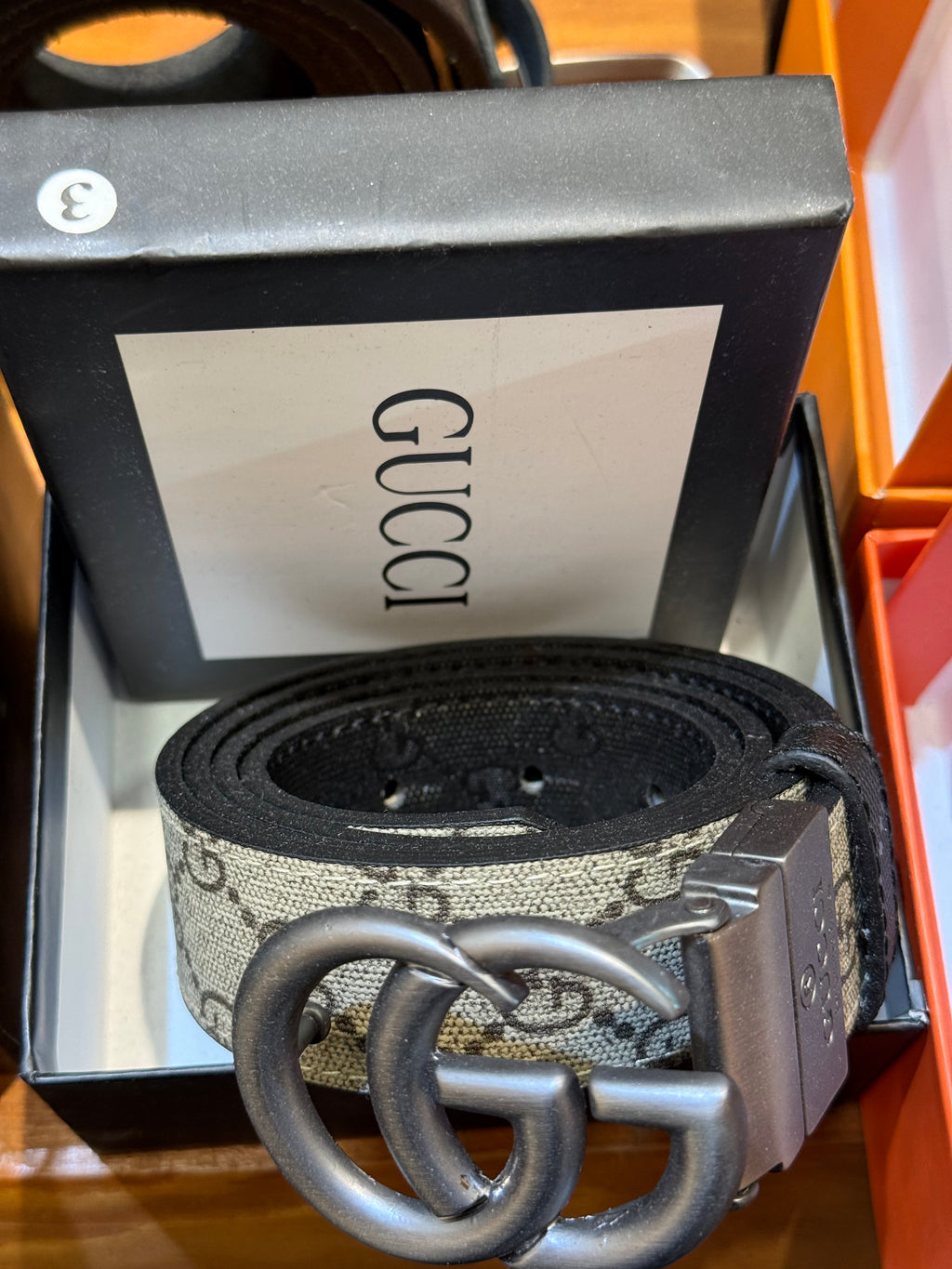 GUCCI ΖΩΝΗ ΜΠΕΖ - ΜΑΥΡΗ C-45