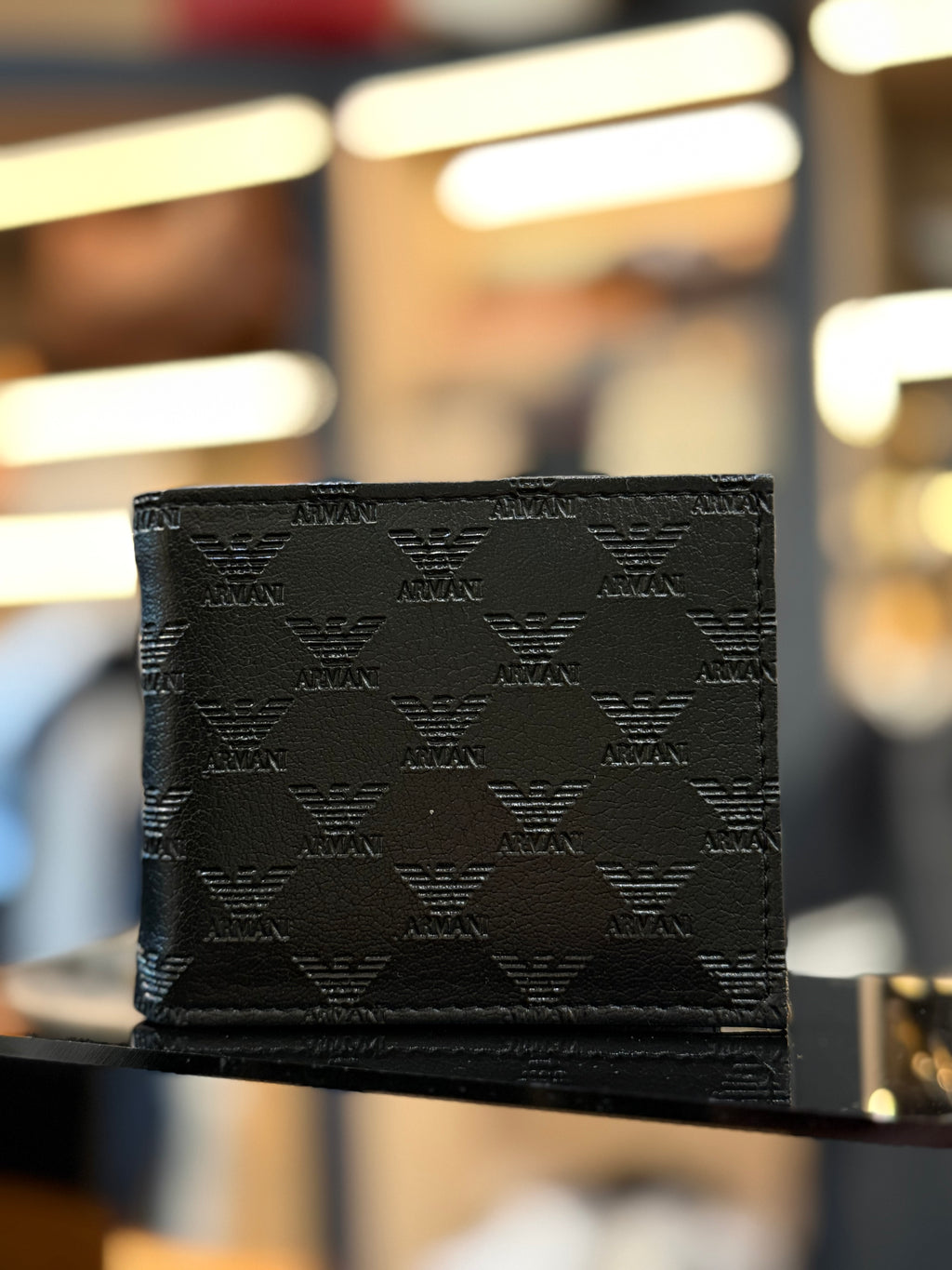 ARMANI πορτοφόλι καρτοθήκη  μαύρο ανάγλυφο CVG 113