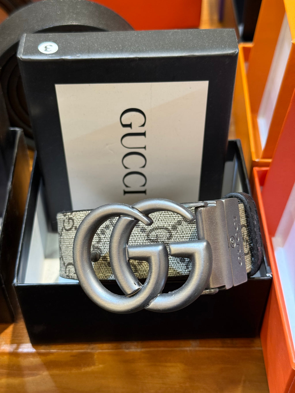 GUCCI ΖΩΝΗ ΜΠΕΖ - ΜΑΥΡΗ C-45