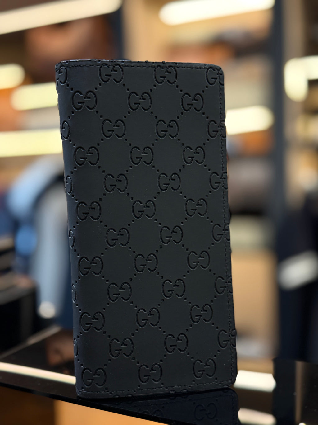 GUCCI πορτοφόλι - κινητό - καρτοθήκη  μαύρο ανάγλυφο CVG 45